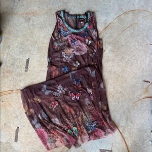 Johnny Was Multicolor Butterfly Maxi Dress